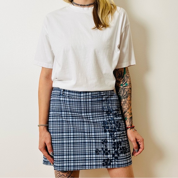 Nike Disney Golf Dri-Fit Blue & White Plaid Skort Floral skirt Athletic - Picture 3 of 10